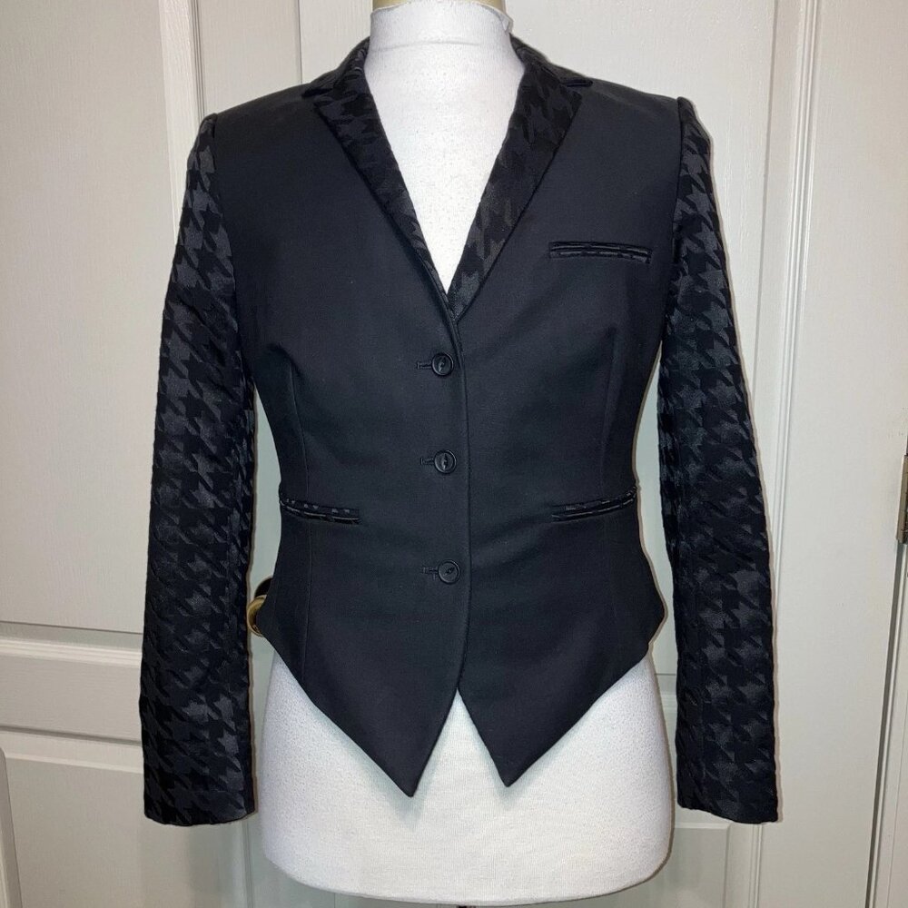 ANNE FONTAINE Tuxedo Jacket RILEY Herringbone BLACK - Sz 10 (EU 42) New!